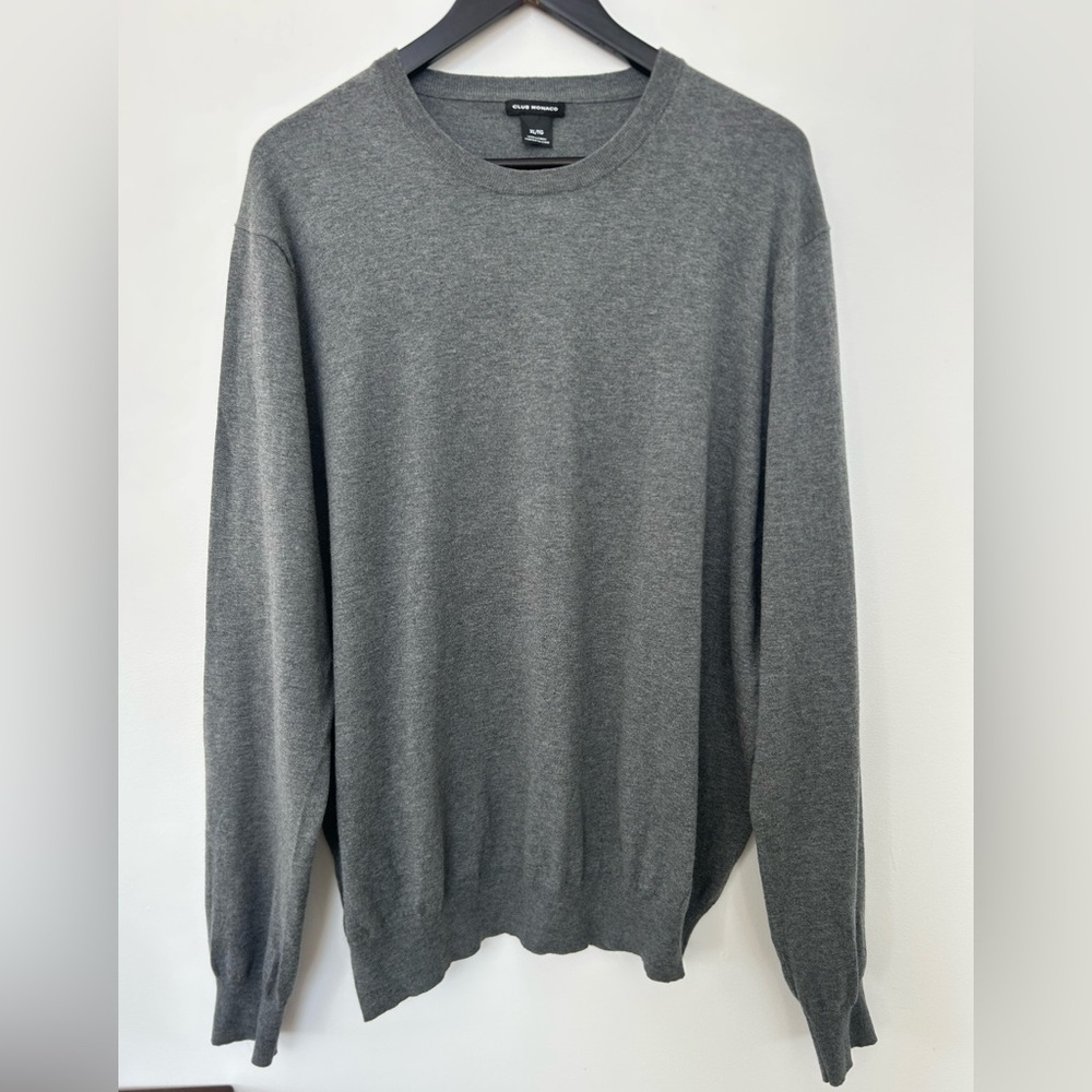 Club Monaco Cotton Cashmere Sweater Men’s XL Gray Lightweight Crewneck